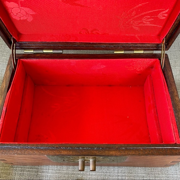 Vintage Wooden Brass Ornate Jewelry Box - Picture 6 of 16